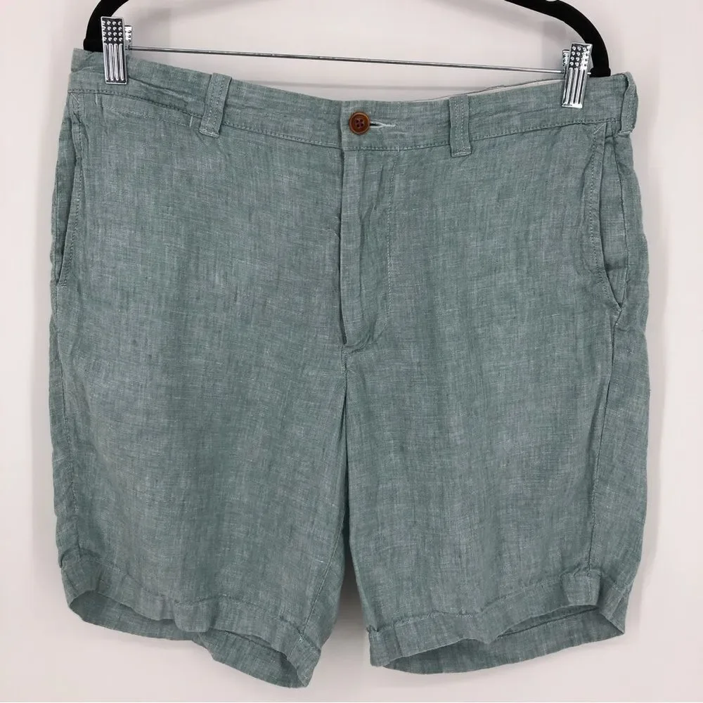 J. Crew Stanton Shorts Mens 35 100% Linen Light Blue Pockets Baird Mcnutt‎
